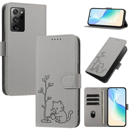 YX0014 Cat Watering Tree Buckle Vegan Leather Phone Case with Lanyard, For Galaxy S21 Ultra 5G, For Galaxy Note20 Ultra, For Galaxy Note20, For Galaxy S20 Ultra