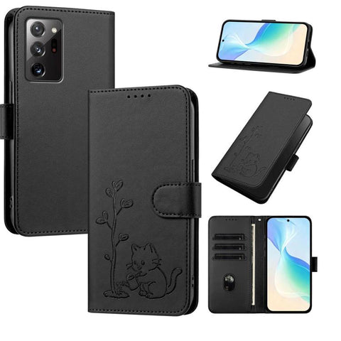 YX0014 Cat Watering Tree Buckle Vegan Leather Phone Case with Lanyard, For Galaxy S21 Ultra 5G, For Galaxy Note20 Ultra, For Galaxy Note20, For Galaxy S20 Ultra