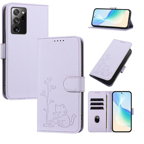YX0014 Cat Watering Tree Buckle Vegan Leather Phone Case with Lanyard, For Galaxy S21 Ultra 5G, For Galaxy Note20 Ultra, For Galaxy Note20, For Galaxy S20 Ultra