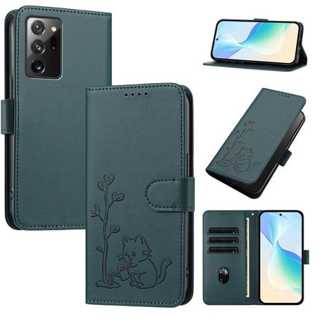 YX0014 Cat Watering Tree Buckle Vegan Leather Phone Case with Lanyard, For Galaxy S21 Ultra 5G, For Galaxy Note20 Ultra, For Galaxy Note20, For Galaxy S20 Ultra