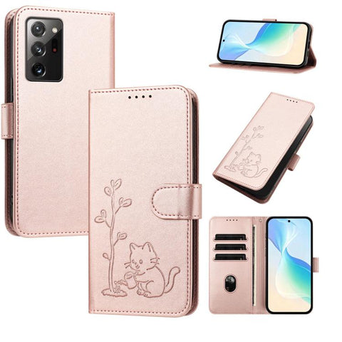 YX0014 Cat Watering Tree Buckle Vegan Leather Phone Case with Lanyard, For Galaxy S21 Ultra 5G, For Galaxy Note20 Ultra, For Galaxy Note20, For Galaxy S20 Ultra