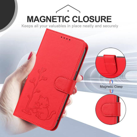 YX0014 Cat Watering Tree Buckle Vegan Leather Phone Case with Lanyard, For Galaxy S21 Ultra 5G, For Galaxy Note20 Ultra, For Galaxy Note20, For Galaxy S20 Ultra