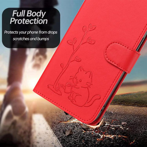 YX0014 Cat Watering Tree Buckle Vegan Leather Phone Case with Lanyard, For Galaxy S21 Ultra 5G, For Galaxy Note20 Ultra, For Galaxy Note20, For Galaxy S20 Ultra