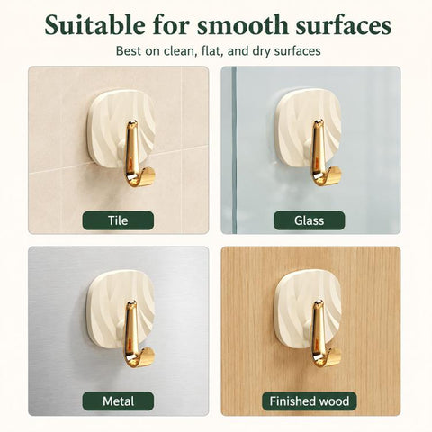 No Drill Light Luxury Plastic Adhesive Hooks Traceless Heavy-Duty Clothes Hook, Gold Hook