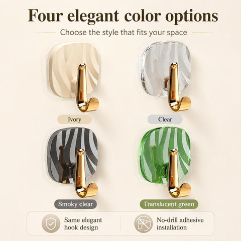 4pcs No Drill Light Luxury Plastic Adhesive Hooks Traceless Heavy-Duty Clothes Hook, 4PCS Gold Hook