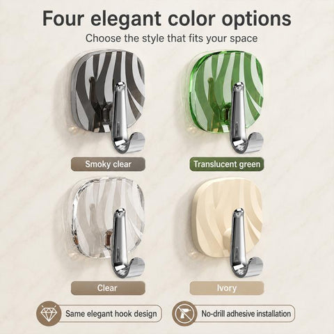 4pcs No Drill Light Luxury Plastic Adhesive Hooks Traceless Heavy-Duty Clothes Hook, 4PCS Silver Hook
