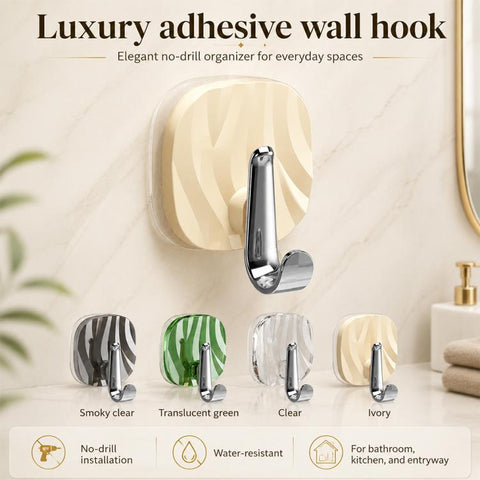 4pcs No Drill Light Luxury Plastic Adhesive Hooks Traceless Heavy-Duty Clothes Hook, 4PCS Silver Hook