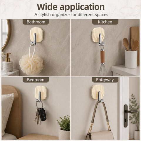 4pcs No Drill Light Luxury Plastic Adhesive Hooks Traceless Heavy-Duty Clothes Hook, 4PCS Silver Hook