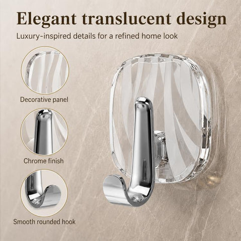 4pcs No Drill Light Luxury Plastic Adhesive Hooks Traceless Heavy-Duty Clothes Hook, 4PCS Silver Hook
