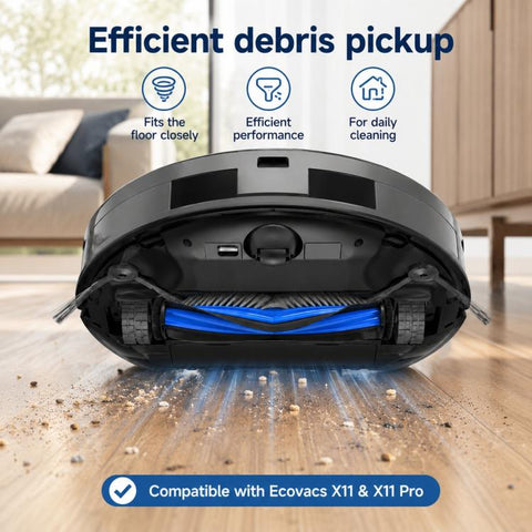 For Ecovacs DEEBOT X11 / X11 Pro Replacement Parts, Main Brush, Side Brush, Roller Mop, Activated Carbon Filter, Filter, Auto Refill and Drain Version Dust Bag, Water Tank Version Dust Bag