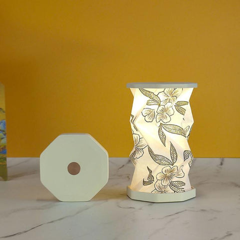 Mini Foldable Rotating Paper LED Lantern Night Light, White, Flying Apsaras, Flowers, Starry Night, Science Fiction, Black Character, Bamboo, Yellow Green, Forest Leaf, Deer, Cherry Blossoms