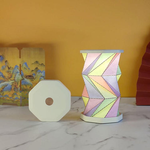 Mini Foldable Rotating Paper LED Lantern Night Light, White, Flying Apsaras, Flowers, Starry Night, Science Fiction, Black Character, Bamboo, Yellow Green, Forest Leaf, Deer, Cherry Blossoms
