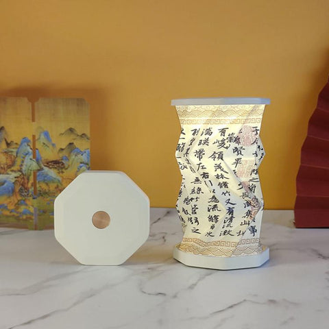 Mini Foldable Rotating Paper LED Lantern Night Light, White, Flying Apsaras, Flowers, Starry Night, Science Fiction, Black Character, Bamboo, Yellow Green, Forest Leaf, Deer, Cherry Blossoms