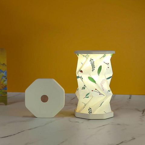 Mini Foldable Rotating Paper LED Lantern Night Light, White, Flying Apsaras, Flowers, Starry Night, Science Fiction, Black Character, Bamboo, Yellow Green, Forest Leaf, Deer, Cherry Blossoms