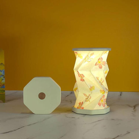 Mini Foldable Rotating Paper LED Lantern Night Light, White, Flying Apsaras, Flowers, Starry Night, Science Fiction, Black Character, Bamboo, Yellow Green, Forest Leaf, Deer, Cherry Blossoms