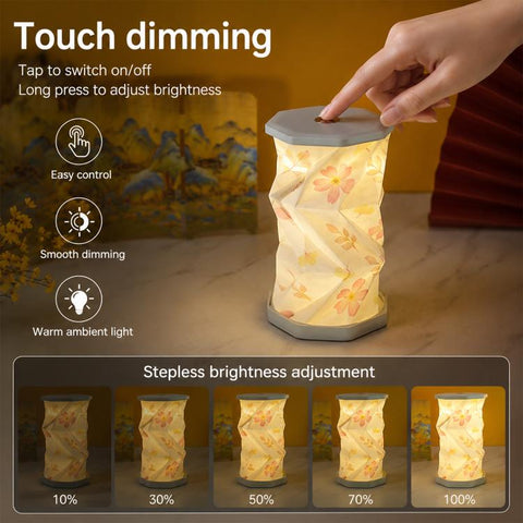 Mini Foldable Rotating Paper LED Lantern Night Light, White, Flying Apsaras, Flowers, Starry Night, Science Fiction, Black Character, Bamboo, Yellow Green, Forest Leaf, Deer, Cherry Blossoms