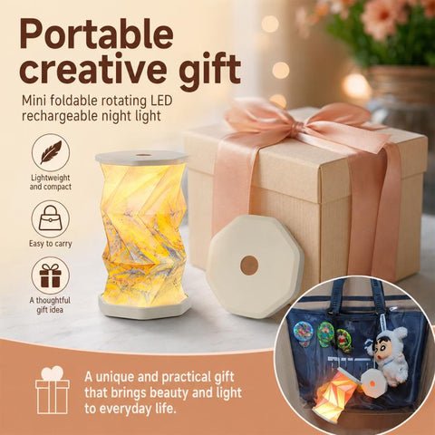 Mini Foldable Rotating Paper LED Lantern Night Light, White, Flying Apsaras, Flowers, Starry Night, Science Fiction, Black Character, Bamboo, Yellow Green, Forest Leaf, Deer, Cherry Blossoms