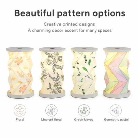 Mini Foldable Rotating Paper LED Lantern Night Light, White, Flying Apsaras, Flowers, Starry Night, Science Fiction, Black Character, Bamboo, Yellow Green, Forest Leaf, Deer, Cherry Blossoms