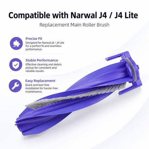 For Narwal J4 / J4 Lite Robot Vacuum Cleaner Replacement Parts, Main Brush, Side Brush, Dual Side Brush, Dual Activated Carbon Filter, Dual Filter, Dust Bag+Filter Integrated, Main Brush Cover
