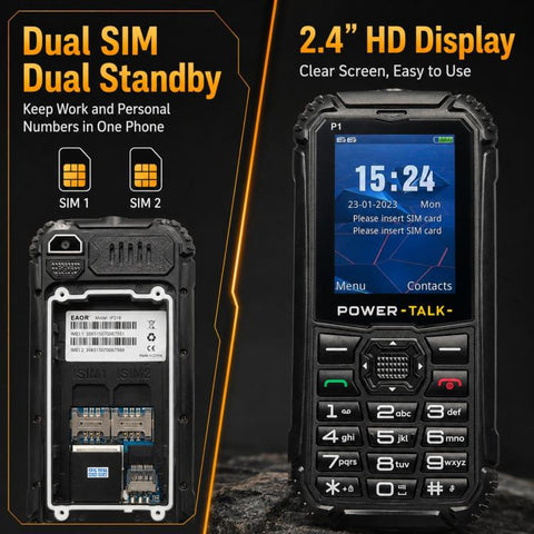HP219 IP68 Rugged Phone, 2.4 inch, SC6531E, Network: 2G, BT, FM, SOS, Torch, EU Plug, US Plug, UK Plug
