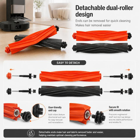 For Dreame X40 Pro Ultra Robot Vacuum Cleaner Replacement Parts, Dual Main Brush, Filter, Side Brush, Mop Pad, Activated Carbon Dust Bag