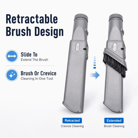 For Dyson V6 / DC35 / DC47 / DC52 / DC63 Vacuum Cleaner Accessories, Retractable Stiff Bristle Narrow Brush Head