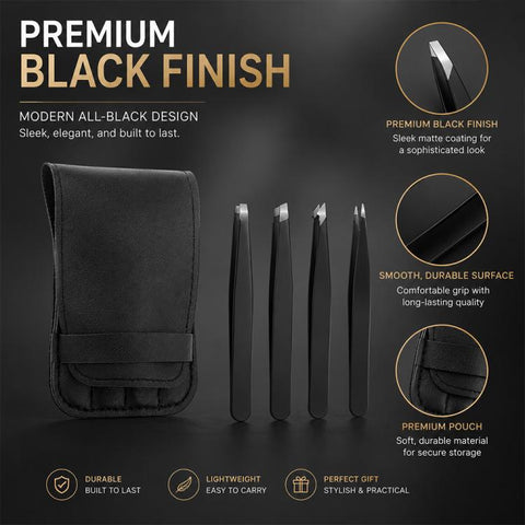 4pcs/Set Stainless Steel Tweezers Eyebrow Shaping Tool Kit with PU Leather Bag