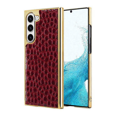 Pearl Crocodile Texture Electroplated Frame PC + Vegan Leather Phone Case, For Galaxy S25 5G, For Galaxy S25 Ultra 5G, For Galaxy S24 Ultra 5G, For Galaxy S24 5G, For Galaxy S23 Ultra 5G, For Galaxy S23 5G, For Galaxy S22 Ultra 5G, For Galaxy S22 5G