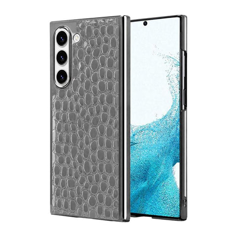 Pearl Crocodile Texture Electroplated Frame PC + Vegan Leather Phone Case, For Galaxy S25 5G, For Galaxy S25 Ultra 5G, For Galaxy S24 Ultra 5G, For Galaxy S24 5G, For Galaxy S23 Ultra 5G, For Galaxy S23 5G, For Galaxy S22 Ultra 5G, For Galaxy S22 5G
