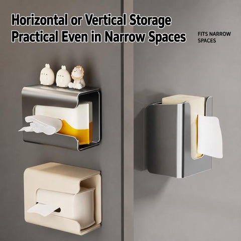 Wall Mounted Magnetic Tissue Holder No Drilling Carbon Steel Facial Tissue Box