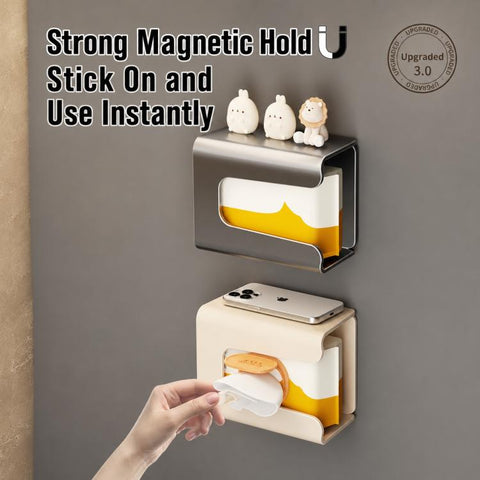 Wall Mounted Magnetic Tissue Holder No Drilling Carbon Steel Facial Tissue Box