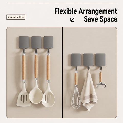 Wall Mounted No Drilling Magnetic Square Metal Hook, Single Pack, 5pcs Pack, 10pcs Pack