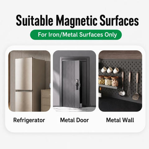 Wall Mounted No Drilling Magnetic Square Metal Hook, Single Pack, 5pcs Pack, 10pcs Pack