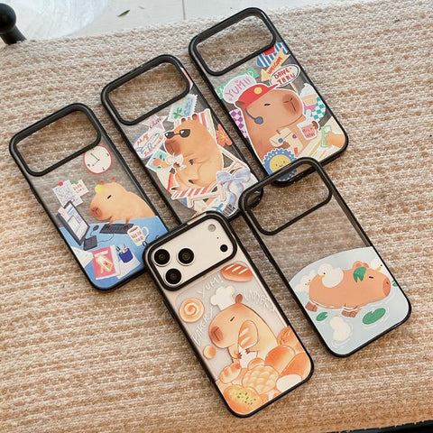 Cute Capybara Cartoon Print Acrylic TPU Phone Case, For iPhone 13, For iPhone 12, For iPhone 12 Pro Max, For iPhone 12 Pro, For iPhone 11