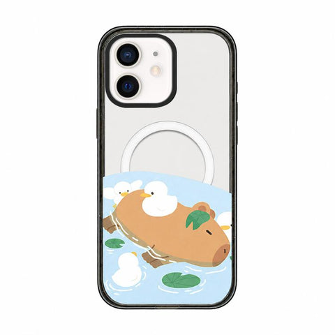 Cute Capybara Cartoon Print Magnetic Acrylic TPU Phone Case, For iPhone 13, For iPhone 12, For iPhone 12 Pro Max, For iPhone 12 Pro, For iPhone 11