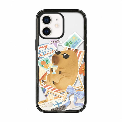 Cute Capybara Cartoon Print Magnetic Acrylic TPU Phone Case, For iPhone 13, For iPhone 12, For iPhone 12 Pro Max, For iPhone 12 Pro, For iPhone 11