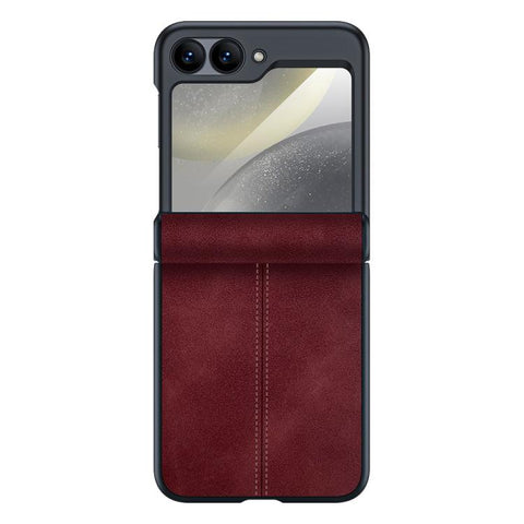 Film Integrated Sheepskin Texture Stitched Magnetic Hinge Phone Case, For Galaxy Z Flip7 5G, For Galaxy Z Flip6 5G