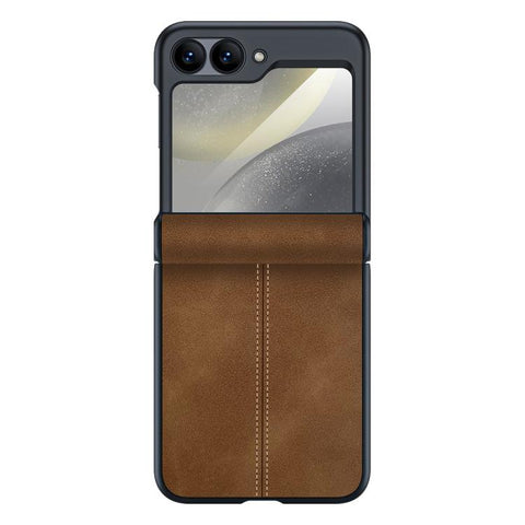 Film Integrated Sheepskin Texture Stitched Magnetic Hinge Phone Case, For Galaxy Z Flip7 5G, For Galaxy Z Flip6 5G