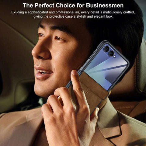 Film Integrated Sheepskin Texture Stitched Magnetic Hinge Phone Case, For Galaxy Z Flip7 5G, For Galaxy Z Flip6 5G