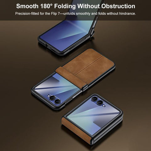 Film Integrated Sheepskin Texture Stitched Magnetic Hinge Phone Case, For Galaxy Z Flip7 5G, For Galaxy Z Flip6 5G
