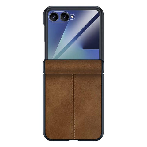 Film Integrated Sheepskin Texture Stitched Magnetic Hinge Phone Case, For Galaxy Z Flip7 5G, For Galaxy Z Flip6 5G