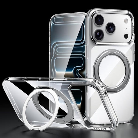 SULADA 360 Degree Rotation Magnetic Holder Clear PC Phone Case, For iPhone 18 Pro, For iPhone 18 Pro Max, For iPhone 17 Pro Max, For iPhone 17 Pro, For iPhone 17