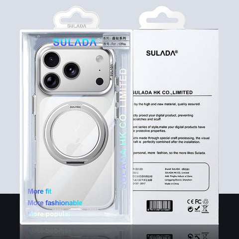 SULADA 360 Degree Rotation Magnetic Holder Clear PC Phone Case, For iPhone 18 Pro, For iPhone 18 Pro Max, For iPhone 17 Pro Max, For iPhone 17 Pro, For iPhone 17