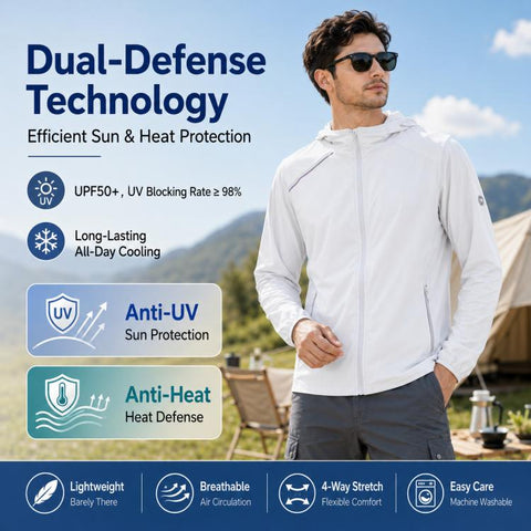 UPF50+ Lightweight Breathable Sun Protection Men Coat, M, L, XL, 2XL, 3XL, 4XL