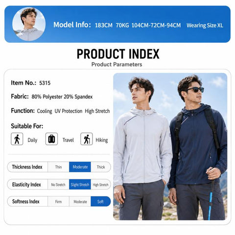 UPF50+ Lightweight Breathable Sun Protection Men Coat, M, L, XL, 2XL, 3XL, 4XL