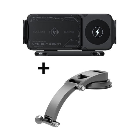 X01 2 In 1 Car Dual Coil 15W Wireless Charger Rotating Navigation Bracket, Bracket + Air Vent Base, Bracket + Dashboard Base, Bracket + Air Vent Base + Dashboard Base