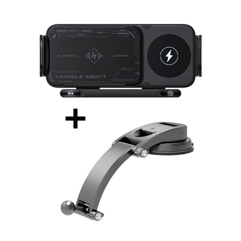 X01 2 In 1 Car Dual Coil 15W Wireless Charger Rotating Navigation Bracket, Bracket + Air Vent Base, Bracket + Dashboard Base, Bracket + Air Vent Base + Dashboard Base