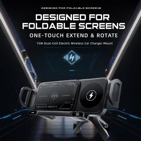 X01 2 In 1 Car Dual Coil 15W Wireless Charger Rotating Navigation Bracket, Bracket + Air Vent Base, Bracket + Dashboard Base, Bracket + Air Vent Base + Dashboard Base