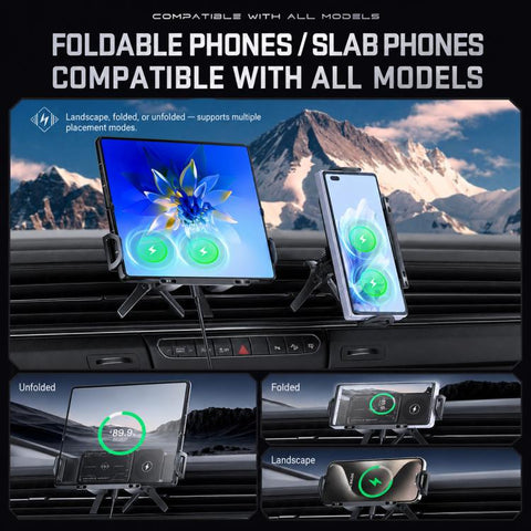 X01 2 In 1 Car Dual Coil 15W Wireless Charger Rotating Navigation Bracket, Bracket + Air Vent Base, Bracket + Dashboard Base, Bracket + Air Vent Base + Dashboard Base