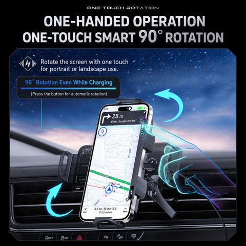 X01 2 In 1 Car Dual Coil 15W Wireless Charger Rotating Navigation Bracket, Bracket + Air Vent Base, Bracket + Dashboard Base, Bracket + Air Vent Base + Dashboard Base